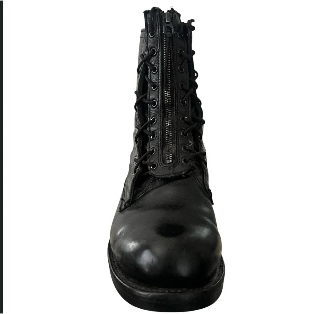 Vintage 1979 US Military Leather Combat Boots Black Zip Lace Up 9EE DLA-100-79-C